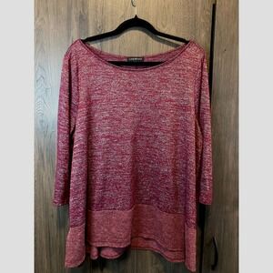 Lane Bryant Women 18/20 burgundy Marled Space Dye 3/4 Sleeve Tunic Top